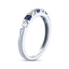 Thumbnail Image 2 of Square-Cut Blue Lab-Created Sapphire & Round-Cut White Lab-Created Sapphire Ring Sterling Silver