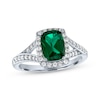 Thumbnail Image 1 of Cushion-Cut Lab-Created Emerald & White Lab-Created Sapphire Ring Sterling Silver