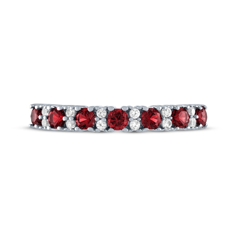 Main Image 3 of Lab-Created Ruby & White Lab-Created Sapphire Stackable Ring Sterling Silver