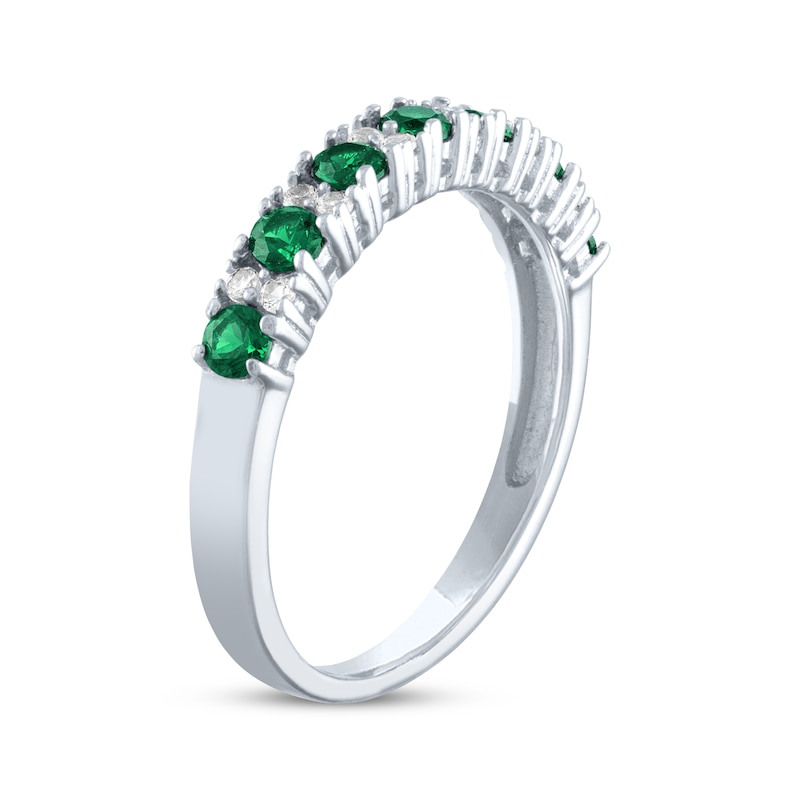 Main Image 2 of Lab-Created Emerald & White Lab-Created Sapphire Stackable Ring Sterling Silver