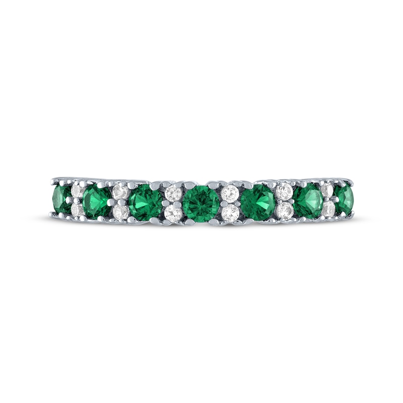 Main Image 3 of Lab-Created Emerald & White Lab-Created Sapphire Stackable Ring Sterling Silver