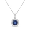 Thumbnail Image 1 of Cushion-Cut Blue Lab-Created Sapphire & White Lab-Created Sapphire Necklace Sterling Silver 18&quot;