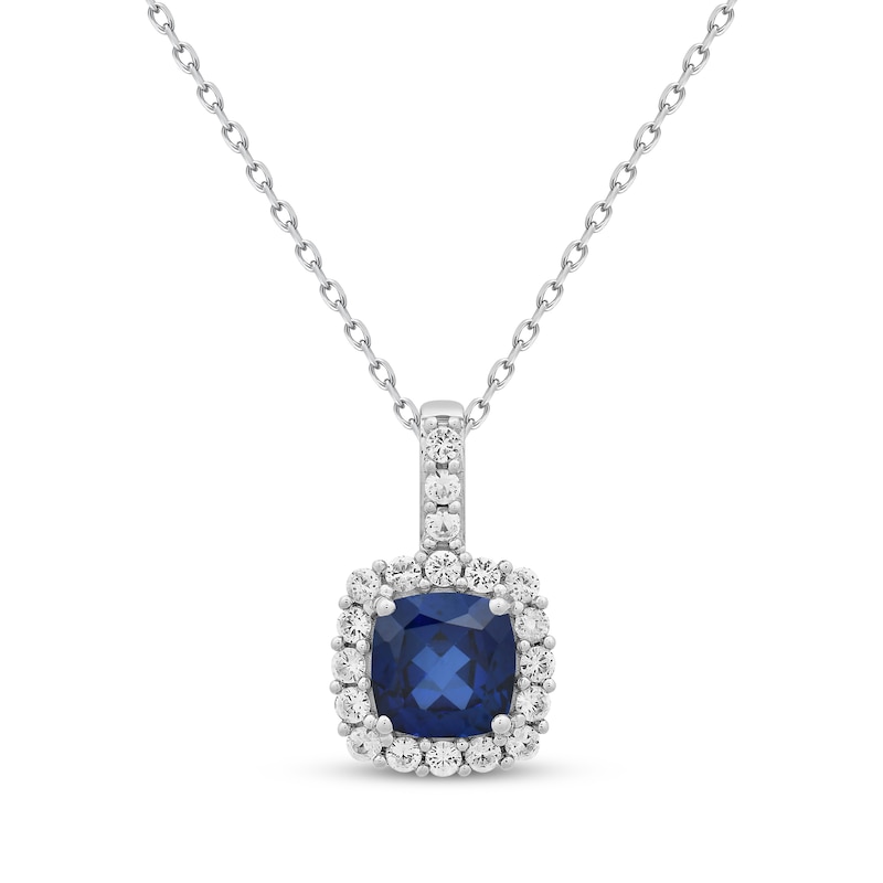 Cushion-Cut Blue Lab-Created Sapphire & White Lab-Created Sapphire ...