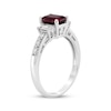 Thumbnail Image 2 of Emerald-Cut Lab-Created Ruby & White Lab-Created Sapphire Ring Sterling Silver