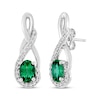 Thumbnail Image 0 of Oval-Cut Lab-Created Emerald & White Lab-Created Sapphire Twist Drop Earrings Sterling Silver