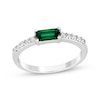 Thumbnail Image 0 of Baguette-Cut Lab-Created Emerald & White Lab-Created Sapphire Ring Sterling Silver