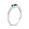 Thumbnail Image 1 of Baguette-Cut Lab-Created Emerald & White Lab-Created Sapphire Ring Sterling Silver