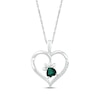 Thumbnail Image 1 of Heart-Shaped Lab-Created Emerald & White Lab-Created Sapphire Paw Print Necklace Sterling Silver 18&quot;