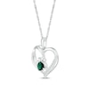 Thumbnail Image 2 of Heart-Shaped Lab-Created Emerald & White Lab-Created Sapphire Paw Print Necklace Sterling Silver 18&quot;