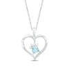 Thumbnail Image 0 of Heart-Shaped Aquamarine & White Lab-Created Sapphire Paw Print Necklace Sterling Silver 18"