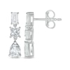 Thumbnail Image 3 of Pear, Square & Emerald-Cut White Lab-Created Sapphire Drop Earrings Sterling Silver