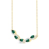 Thumbnail Image 2 of Marquise-Cut Lab-Created Emerald & Diamond Smile Necklace 1/5 ct tw 10K Yellow Gold 18&quot;