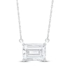 Thumbnail Image 0 of Emerald-Cut White Lab-Created Sapphire Necklace Sterling Silver 18"