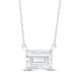 Emerald-Cut White Lab-Created Sapphire Necklace Sterling Silver 18&quot;