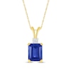 Thumbnail Image 1 of Emerald-Cut Blue Lab-Created Sapphire & Diamond Accent Necklace 10K Yellow Gold 18&quot;