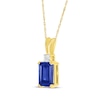 Thumbnail Image 2 of Emerald-Cut Blue Lab-Created Sapphire & Diamond Accent Necklace 10K Yellow Gold 18&quot;