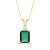 Thumbnail Image 1 of Emerald-Cut Lab-Created Emerald & Diamond Accent Necklace 10K Yellow Gold 18&quot;