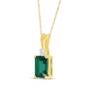 Thumbnail Image 2 of Emerald-Cut Lab-Created Emerald & Diamond Accent Necklace 10K Yellow Gold 18&quot;