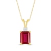 Thumbnail Image 0 of Emerald-Cut Lab-Created Ruby & Diamond Accent Necklace 10K Yellow Gold 18"