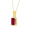 Thumbnail Image 1 of Emerald-Cut Lab-Created Ruby & Diamond Accent Necklace 10K Yellow Gold 18"