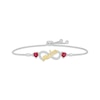 Thumbnail Image 1 of Heart-Shaped Lab-Created Ruby & White Lab-Created Sapphire &quot;Madre&quot; Bolo Bracelet Sterling Silver & 10K Yellow Gold