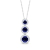 Thumbnail Image 1 of Blue Lab-Created Sapphire & Diamond Vertical Stack Necklace 1/8 ct tw Sterling Silver 18&quot;