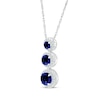 Thumbnail Image 2 of Blue Lab-Created Sapphire & Diamond Vertical Stack Necklace 1/8 ct tw Sterling Silver 18&quot;