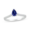 Thumbnail Image 1 of Pear-Shaped Blue Lab-Created Sapphire & Diamond Ring 1/10 ct tw Sterling Silver