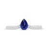 Thumbnail Image 2 of Pear-Shaped Blue Lab-Created Sapphire & Diamond Ring 1/10 ct tw Sterling Silver