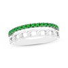 Thumbnail Image 1 of Lab-Created Emerald & Chain Link Faux Stack Ring Sterling Silver