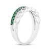 Thumbnail Image 2 of Lab-Created Emerald & Chain Link Faux Stack Ring Sterling Silver