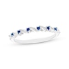 Thumbnail Image 1 of Round-Cut Blue Lab-Created Sapphire & Marquise-Cut White Lab-Created Sapphire Ring Sterling Silver