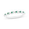 Thumbnail Image 1 of Round-Cut Lab-Created Emerald & Marquise-Cut White Lab-Created Sapphire Ring Sterling Silver