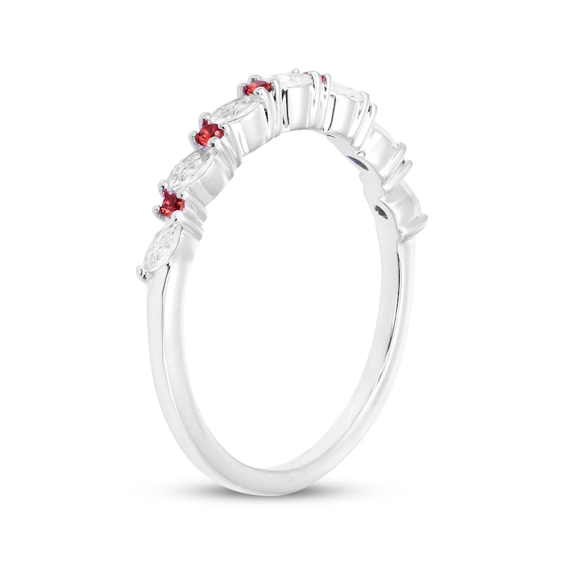 Main Image 2 of Round-Cut Lab-Created Ruby & Marquise-Cut White Lab-Created Sapphire Ring Sterling Silver