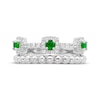 Thumbnail Image 3 of Lab-Created Emerald & White Lab-Created Sapphire Faux Stack Ring Sterling Silver