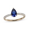 Thumbnail Image 1 of Pear-Shaped Blue Lab-Created Sapphire & Diamond Ring 1/8 ct tw 10K Yellow Gold