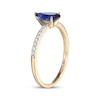 Thumbnail Image 2 of Pear-Shaped Blue Lab-Created Sapphire & Diamond Ring 1/8 ct tw 10K Yellow Gold