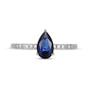 Thumbnail Image 3 of Pear-Shaped Blue Lab-Created Sapphire & Diamond Ring 1/8 ct tw 10K Yellow Gold