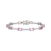 Thumbnail Image 1 of Emerald-Cut Pink Lab-Created Sapphire & White Lab-Created Sapphire Link Bracelet Sterling Silver 7.25&quot;