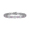 Thumbnail Image 1 of Emerald-Cut White Lab-Created Sapphire & Round-Cut Pink Lab-Created Sapphire Bracelet Sterling Silver 7.25"