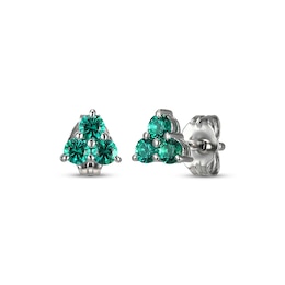 Lab-Created Emerald Trio Stud Earrings Sterling Silver