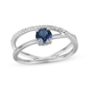 Thumbnail Image 0 of Blue Lab-Created Sapphire & White Lab-Created Sapphire Crossover Ring Sterling Silver