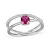 Thumbnail Image 1 of Lab-Created Ruby & White Lab-Created Sapphire Crossover Ring Sterling Silver