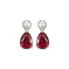 Thumbnail Image 2 of Pear-Shaped Lab-Created Ruby & Cultured Pearl Drop Earrings Sterling Silver