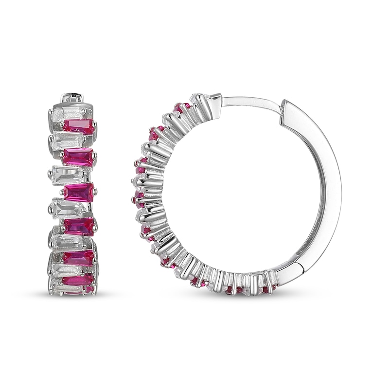 Womens Sterling Silver E-Coated Tapered Hinged Hoop Earrings