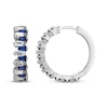 Thumbnail Image 3 of Baguette-Cut Blue & White Lab-Created Sapphire Stagger Hoop Earrings Sterling Silver