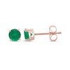 Thumbnail Image 1 of Lab-Created Emerald Solitaire Stud Earrings 10K Rose Gold