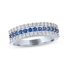 Thumbnail Image 0 of Blue & White Lab-Created Sapphire Three-Row Ring Sterling Silver