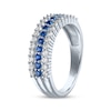 Thumbnail Image 1 of Blue & White Lab-Created Sapphire Three-Row Ring Sterling Silver