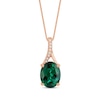 Thumbnail Image 1 of Oval-Cut Lab-Created Emerald & Diamond Accent Necklace 10K Rose Gold 18&quot;